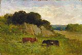 landscape with two cows by Edward Mitchell Bannister